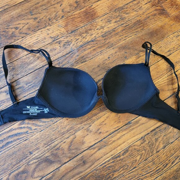 Women's 32D WACOAL black padded underwire push up T-shirt bra|Wavy mesh overlay - Picture 5 of 7